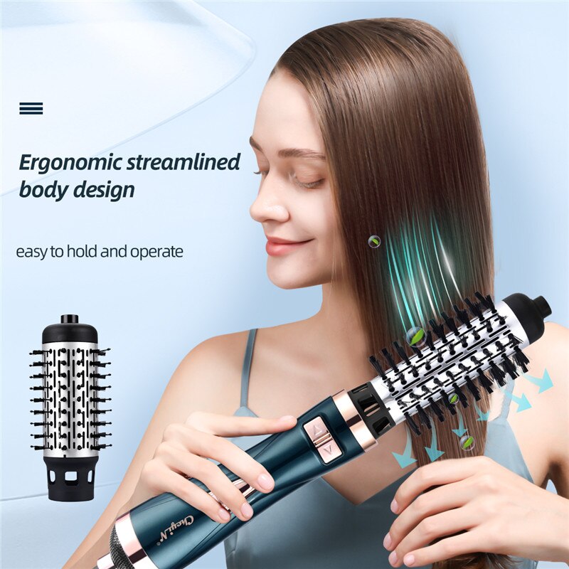 Electric Volumizer Hair Curler Air Hair Dryer Salon Straightener Rotating One Step Heat Air Comb Styling Brush