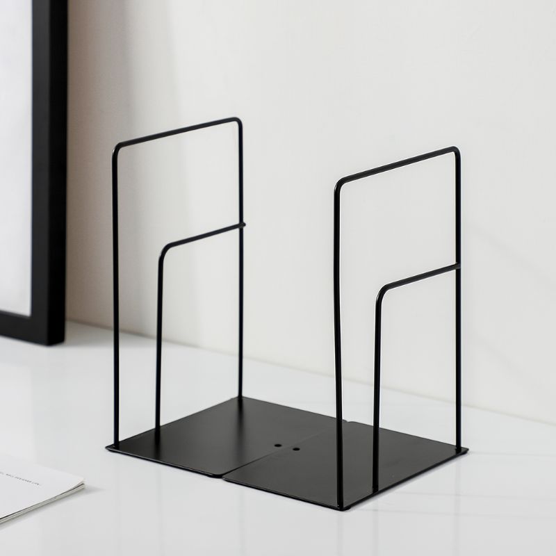 1 Pair Rectangle Bookends Book Stand Support Desktop Office Magazine Organizer 35EA
