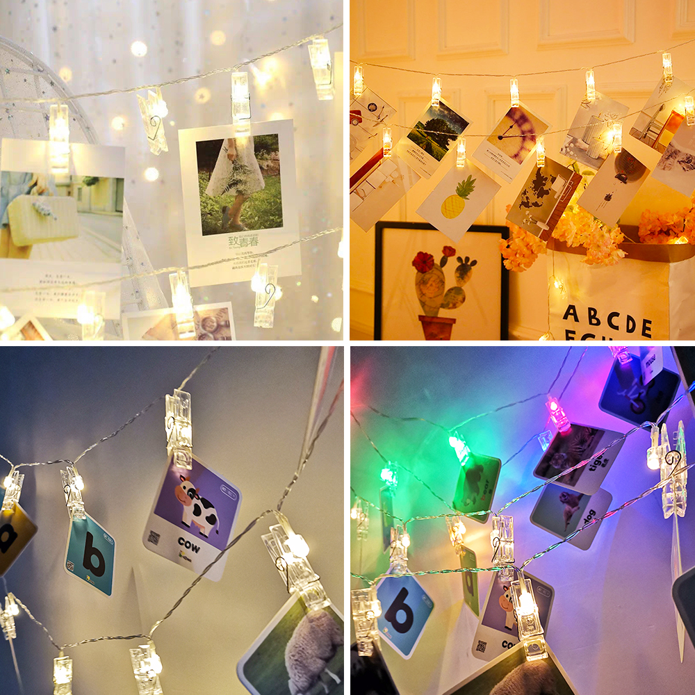 1.5M 3M Photo Clip String Lights LED USB Outdoor Battery Operated Garland With Clothespins For Home Christmas Decorations