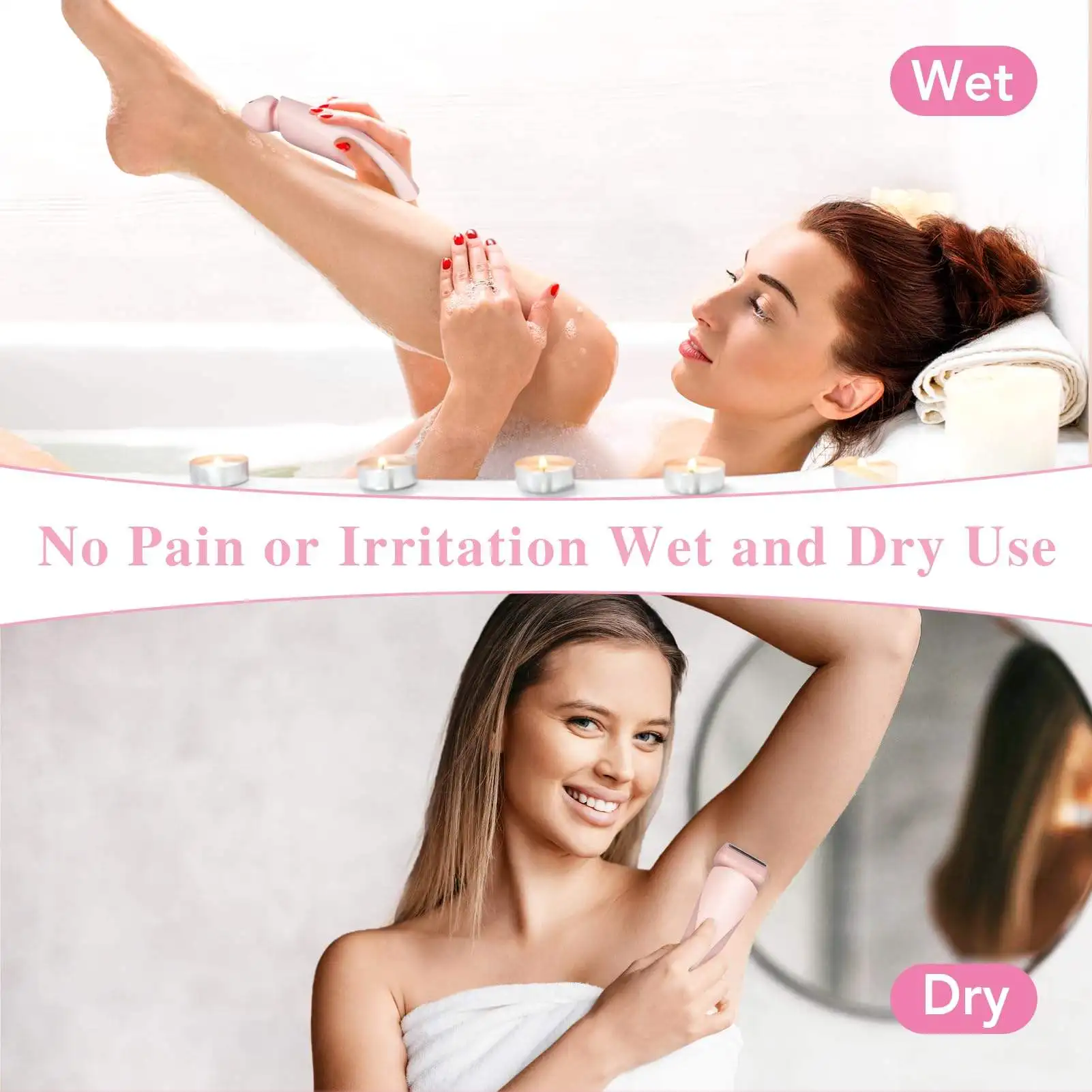2-in-1 elektrischer Epilierer, Rasierer, wasserdicht, Doppelkopf, elektrischer Epilierer für Frauen, wiederaufladbarer Gesichtsepilierer, Körper-Epilierer