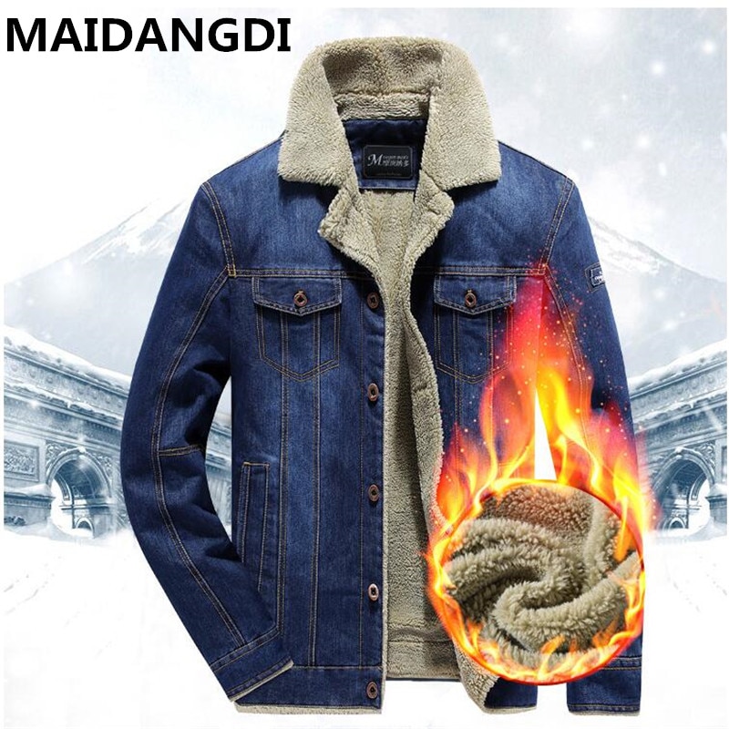 Men's Jackets Winter Thermal Denim Jacket Fleece Thicken Warm Denim Coat Windproof Motorcycle Cow Jackets
