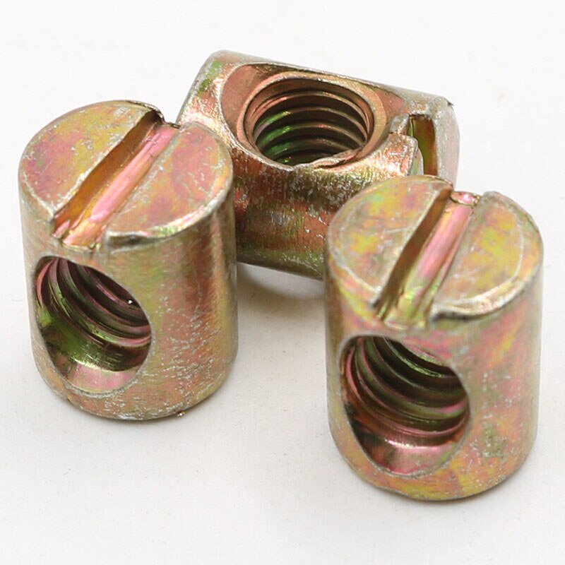 24 pieces M6 Barrel Nuts Cross Dowels Slotted Nuts for Furniture Beds Crib Chairs