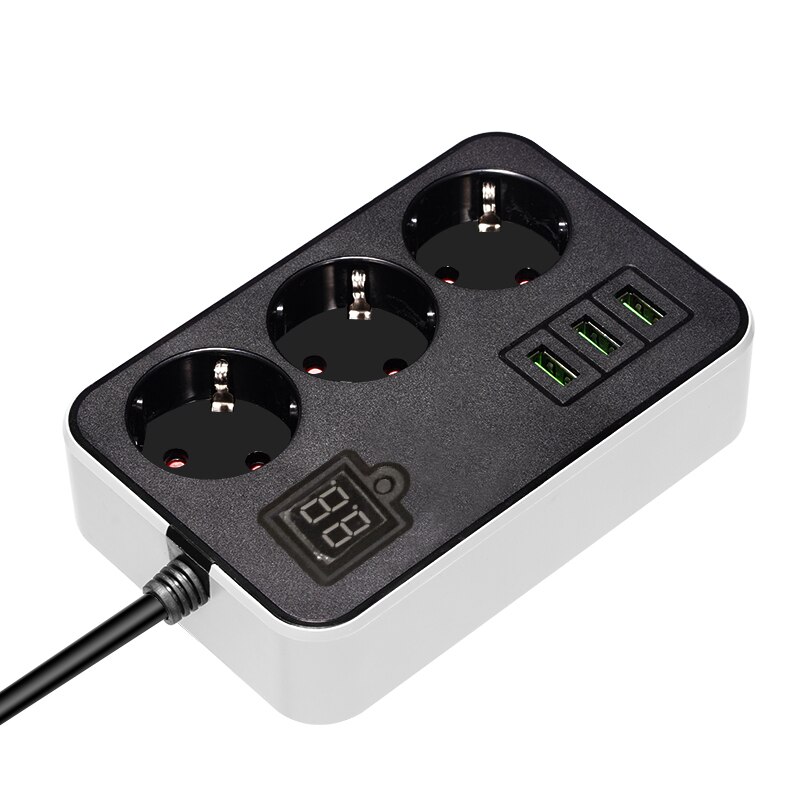 Slimme Timing Power Strip 3 EU Plug Outlets Elektrische Socket met USB 3 Poorten Charger Adapter Dock 5V 3.4A 1.8m Verlengsnoer
