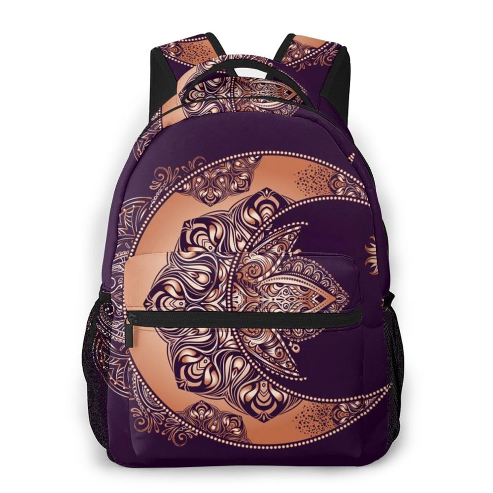 Backpack Women Shoulder Bag For Teenage Girls Boho Golden Moon And Sun Mandala Bagpack Female Ladies School Backpack: colour2