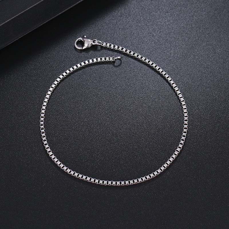 Cacana Rvs Ketting Armbanden Voor Man Vrouwen Goud Zilver Kleur Voor Hanger 0.2 Cm Vierkante Gesp Donot Vervagen Sieraden n1794: Silver / 9 inch 22.5 cm