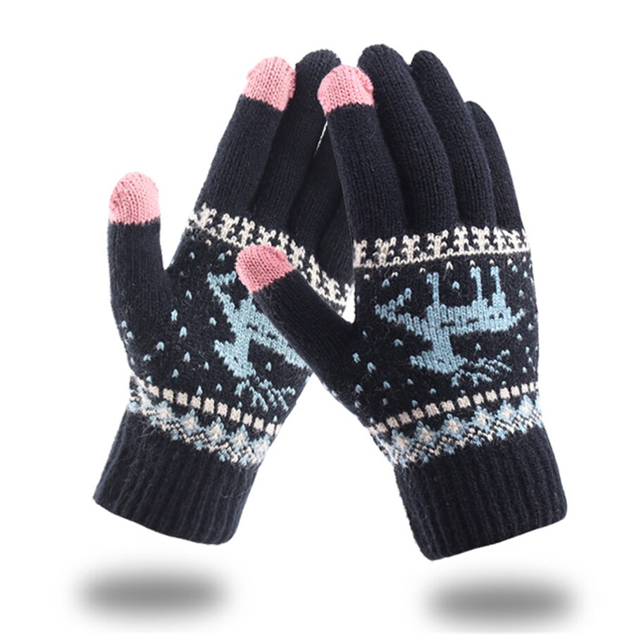Jacquard varme fawn hansker dame berøringsskjerm hanske dame vinter fløyel ull hansker kvinnelige julevotter hanske