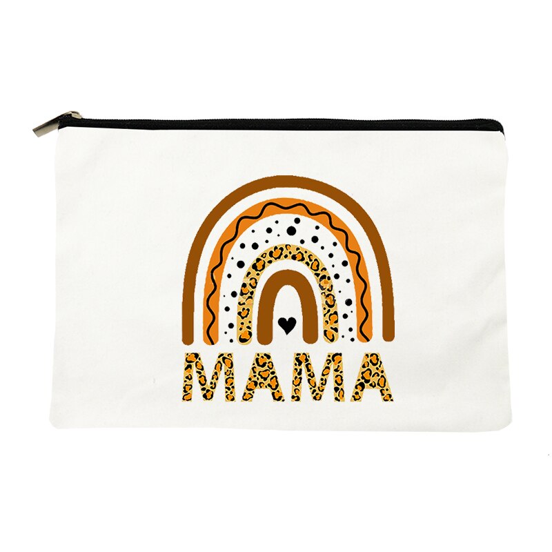 Rainbow Mama Print kosmetyczka kosmetyczka podróżna kobiety Organizer do przyborów toaletowych Tote kobieta przechowywanie makijaż torby torebka prezent dla mamy: W10113-TBWH-D