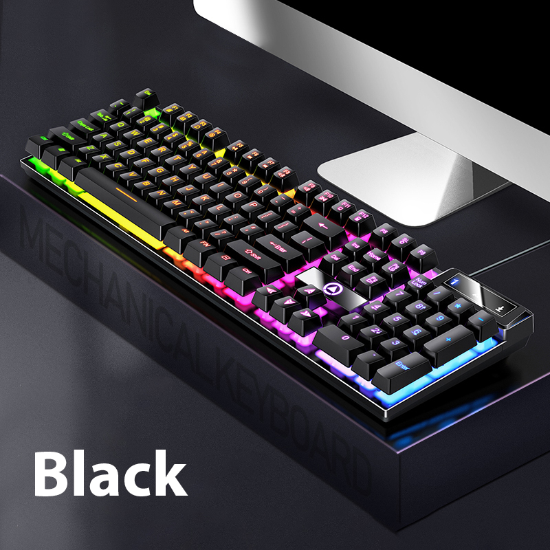 K500 Bedraad toetsenbord 104 toetsen Office Gaming-toetsenbord Mechanisch gevoel voor Windows en IOS Computer Laptop PC RGB-membraantoetsenbord: CAMEL