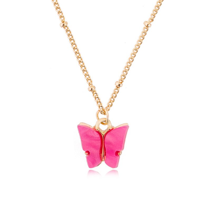 Cute Acrylic Butterfly Pendant Necklace for Women Party Statement Necklace Sweet Korean Necklace Jewelry: 10