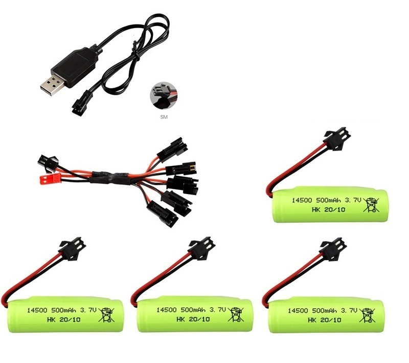 3.7V 500Mah 14500 Lipo Battery+charger Voor DE35 DE38 Dubbelzijdig Rc Tumbling Stunt Afstandsbediening controle Auto: Yellow