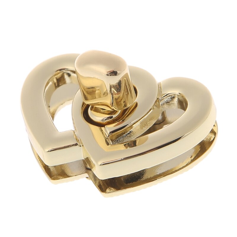 THINKTHENDO Metal Heart Clasp Buckles Turn Lock Twist Locks For Handbag Bag Purse Craft Gold DIY Bag Accessories