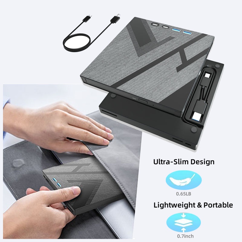 Unità CD DVD esterna con 4 porte USB e slot per schede TF/SD Lettore unità disco CD/DVD portatile Lettore masterizzatore per PC portatile