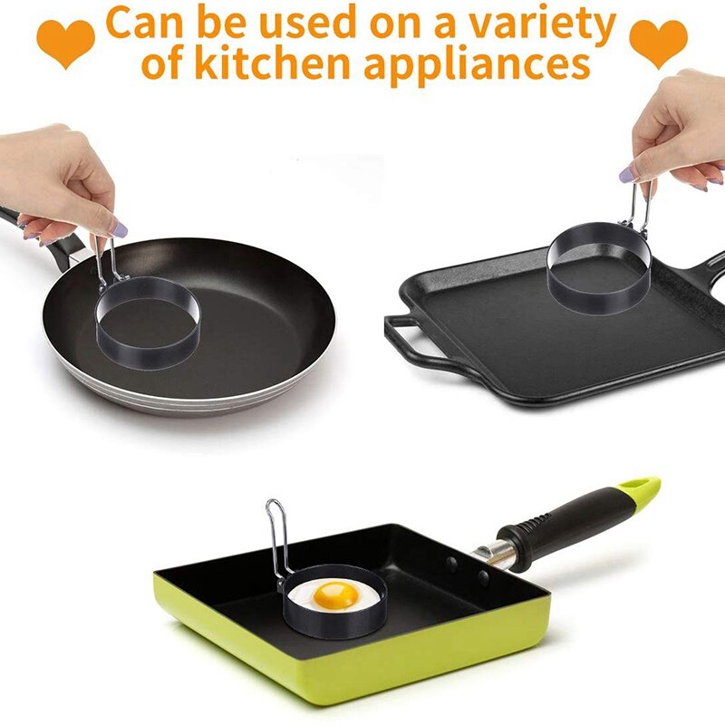 Egg Ring, Round Egg Pancake Maker Mold, Stainless Steel Non Stick Metal, Household Kitchen Cooking Tool for Frying McMuffin or S