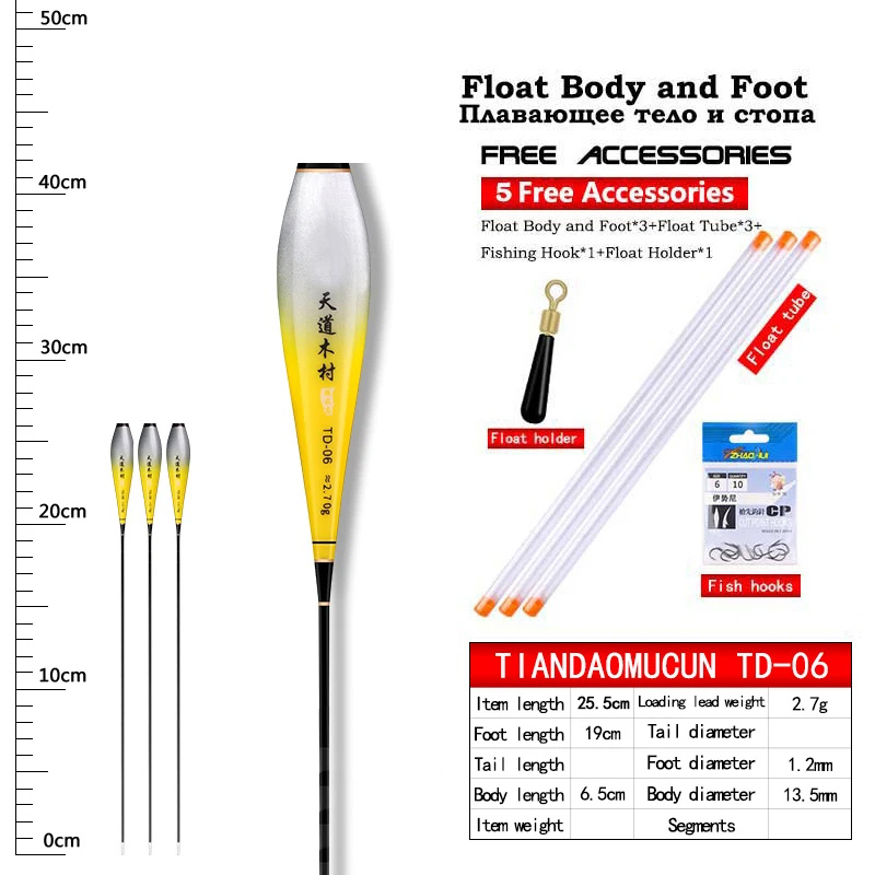 3 uds Nano flotador luminoso cuerpo flotador pie + 3 uds tubos + 1 ganchos de bolsa + 1 flotador cuerpo de boya sin cola No batería CR425 aparejos de pesca: Multicolor