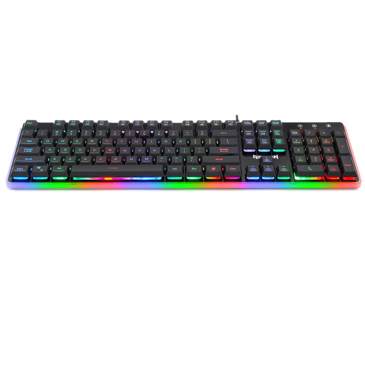 Redragon K509 RGB Gaming Keyboard RGB LED Backlit Illuminated 104 Key Silent Keyboard with Wrist Rest for Windows PC Games