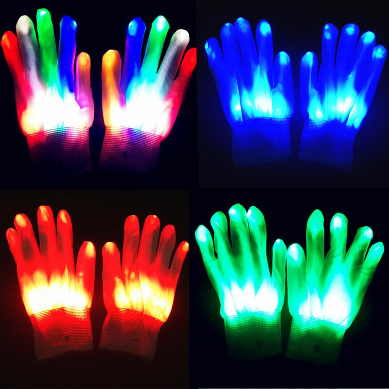 1 par de guantes de iluminación LED, accesorios de iluminación para fiestas de Navidad y Halloween, luces LED para dedos, danza fluorescente, coloridos Guantes luminosos