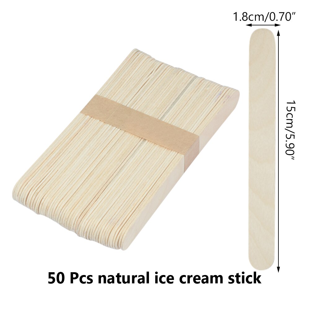 Palito de cubitos de hielo para niños, 50 Uds., accesorios para manualidades, palos de paleta, palos de polo, herramientas para crema de piruleta: 011