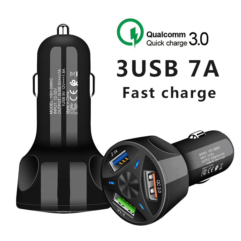 Quick Charge Auto Usb Lader Qc 3.0 Universele 2.1A Snel Opladen 4 Poorten Snelle Auto Telefoon Oplader Voor Type C mobiele Telefoon