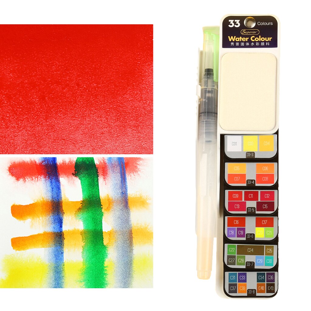 Aquarelset 25/33/42 kleuren reiszakverfset voor kunstenaars: 33 kleuren