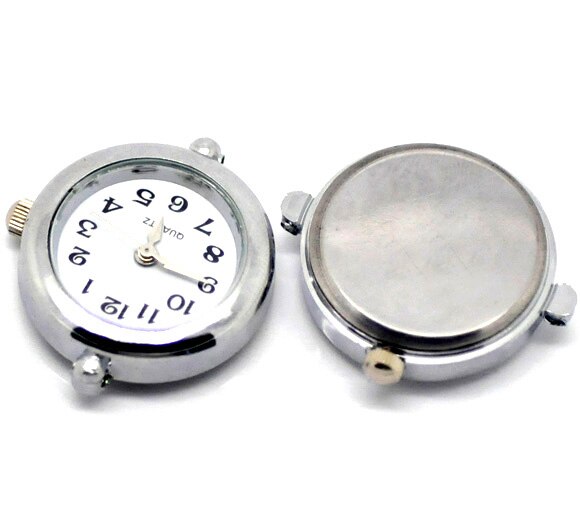 2-10 stk mænd kvinder sølv runde glatte urskiver til gør-det-selv europæisk charme armbåndsur 27 x 24mm