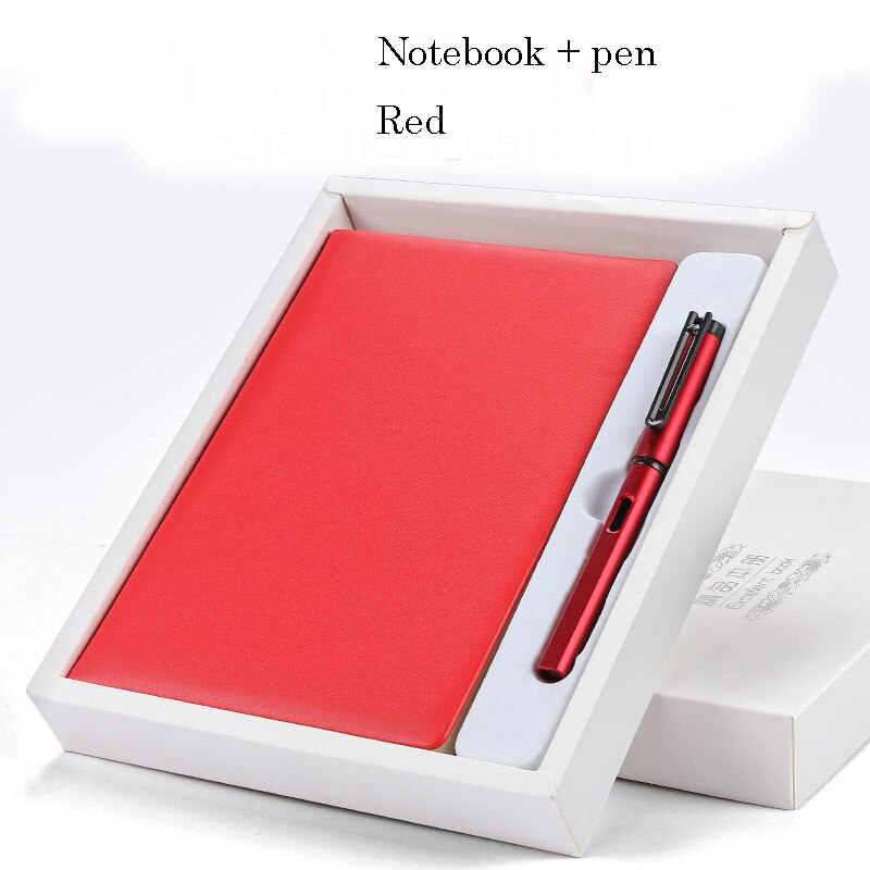 Luxurious Office Notebook Set Upscale Business Notebook Business Pen Set With Box For Office Meeting: Red