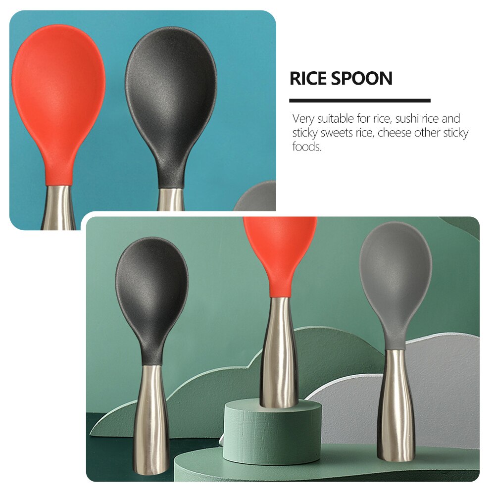 Durable Rice Serving Spoon Rice Scoop Stainless Steel Handle Rice Spatula