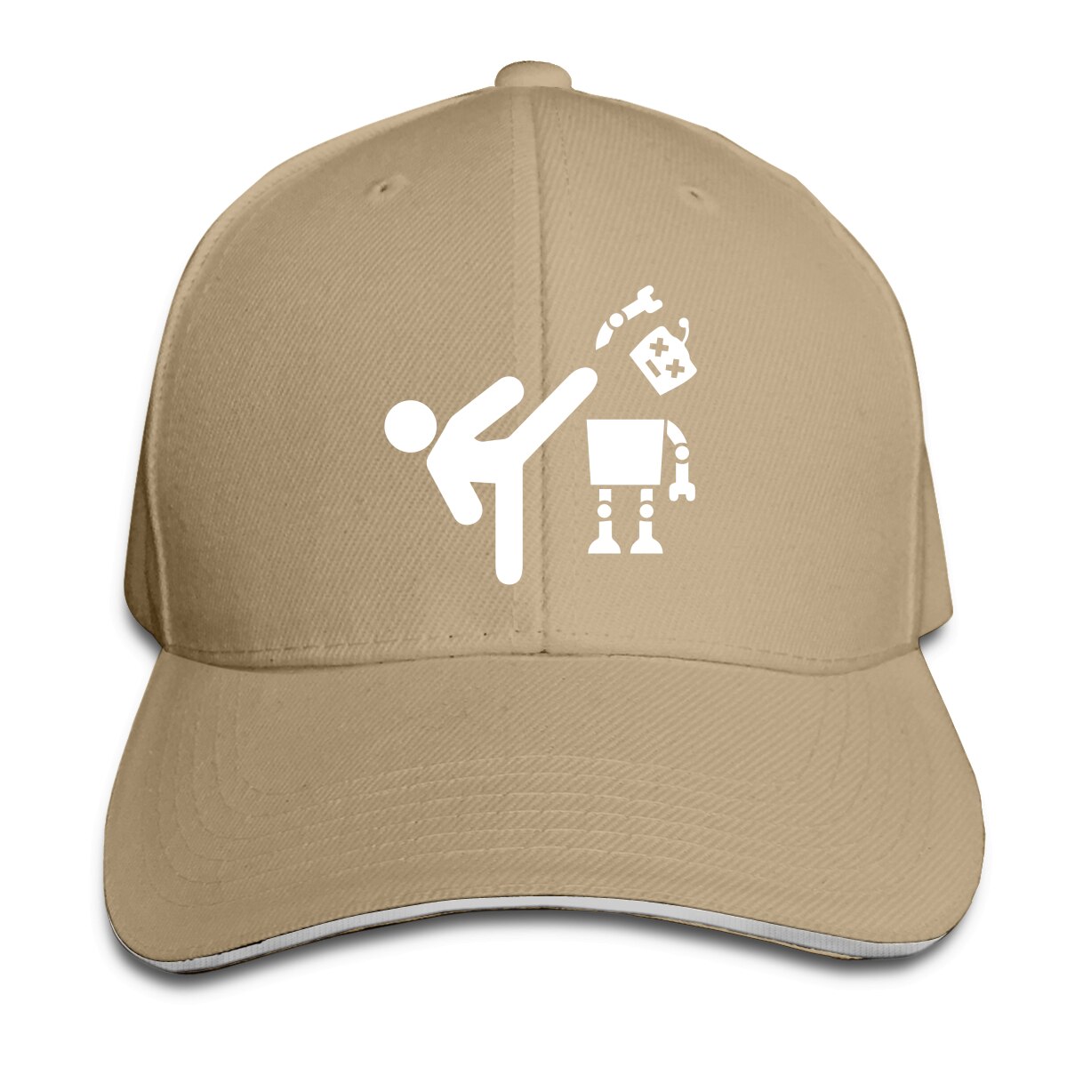Robot, sombreros divertidos, gorras para hombres y mujeres, gorras de pico de pato, gorras de béisbol para automóvil, gorras ajustables de Snapback hip-hop unisex: Caqui