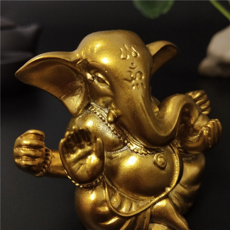 Gyllene elefant gud lord ganesha buddha staty indisk ganesh skulptur figurer ornament hem trädgård buddha dekoration statyer