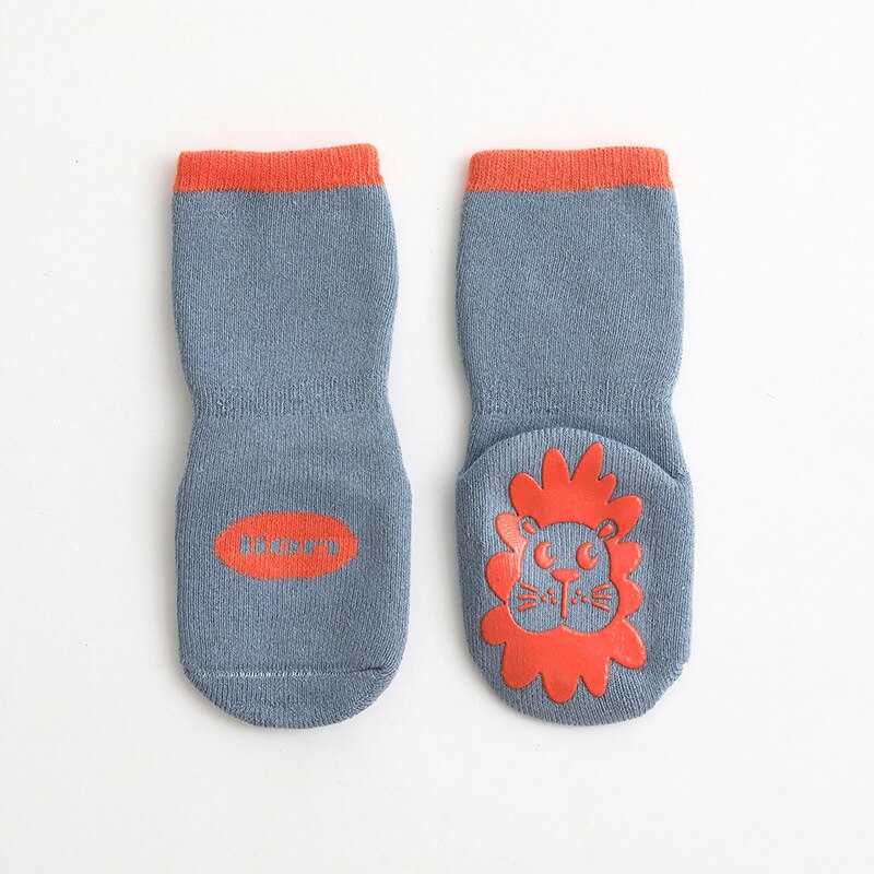 Rutschfeste baumwollsocken für babys und kleinkinder, frottee-socken mit Karikatur-tieren, kindersocken: Blau / 12cm für 1-3 jahre