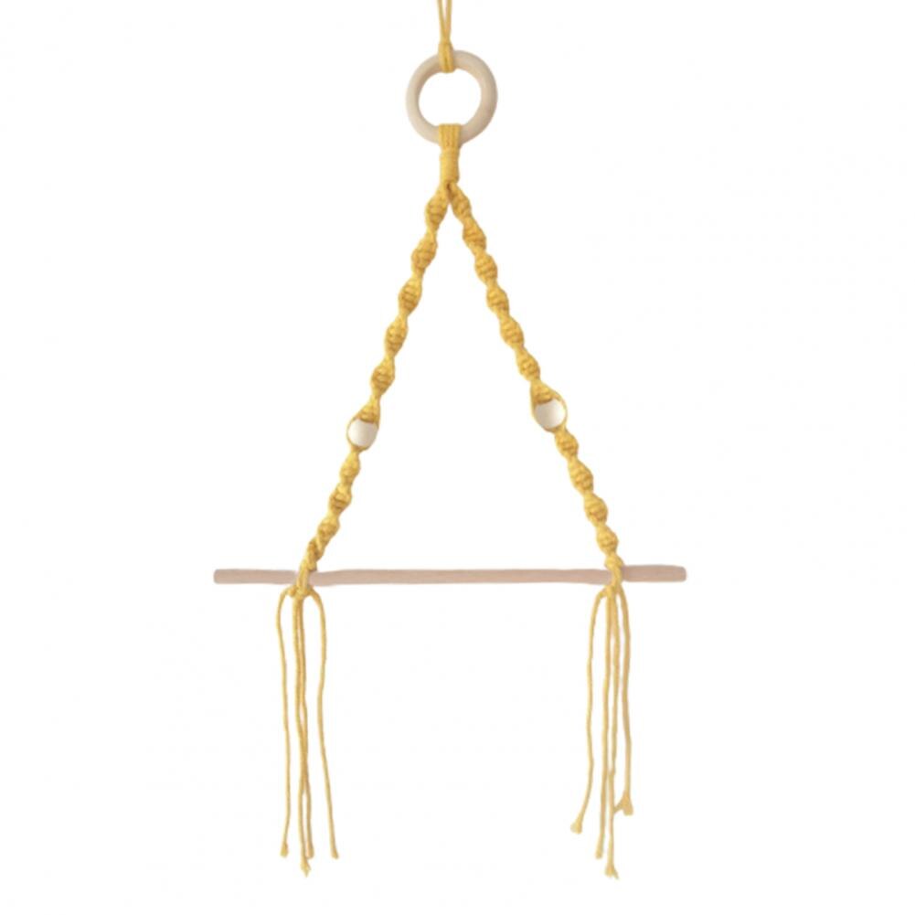 Boho Paper Towel Holder Multifunctional Wood Cotton Rope Towel Storage Rack Paper Towel Hanging for Kitchen Bathroom Wall Decor: Yellow