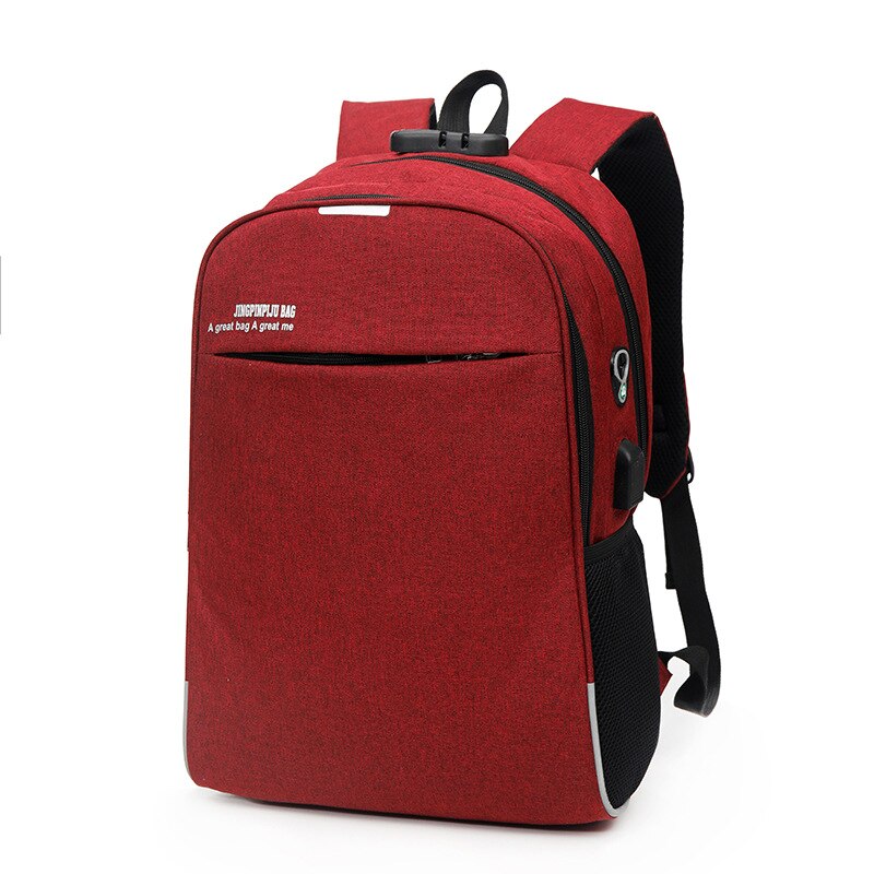 Usb unisex rygsæk bogtasker til skole rygsæk afslappet rygsæk daypack oxford lærred laptop mand rygsække: Rød