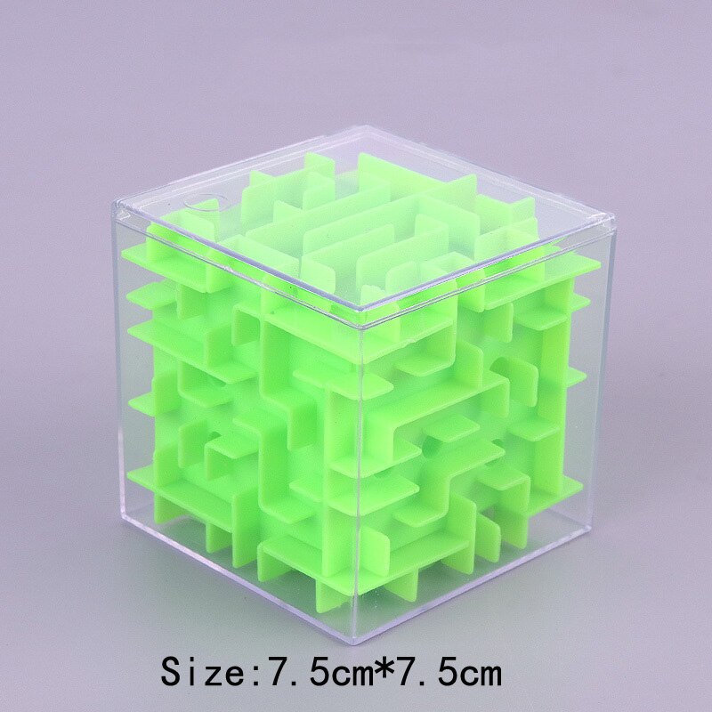 TOBEFU-laberinto 3D de seis caras para niños, cubo mágico transparente, Cubo de velocidad, juego de pelota rodante, laberinto, juguetes educativos: Green 7.5CM