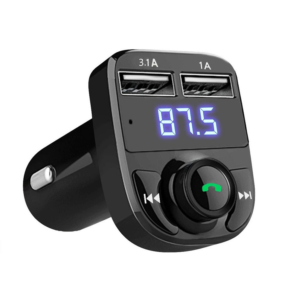 Auto-fm-transmitter mit bluetooth 5.0,  mp3- player-modulator, adapter, batteriespannung, tf-karte, freisprecheinrichtung, dual-usb, smart-chip #y3: Default Title