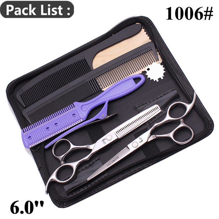 Set de Ciseaux de Coiffure - 6.0 Pouces 17.5cm JP Acier Inoxydable Ciseaux Amincissants pour Salon de Coiffure: M1006 yin k -a 6n