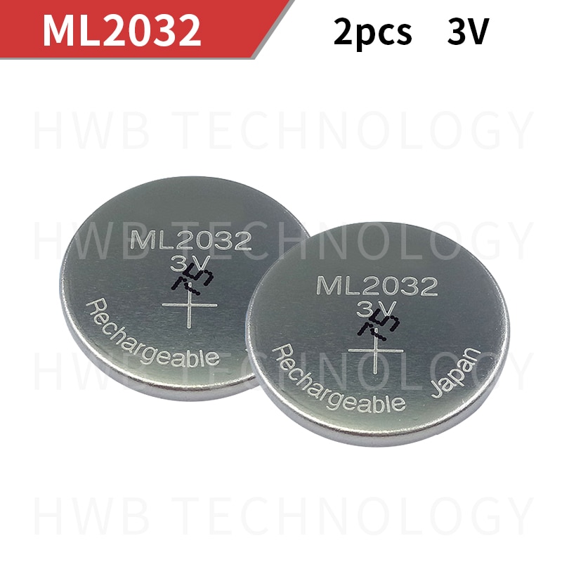 2 Stks/partij Originele ML2032 3V Oplaadbare Lithium Batterij Knoopcel Batterijen (ML2032)