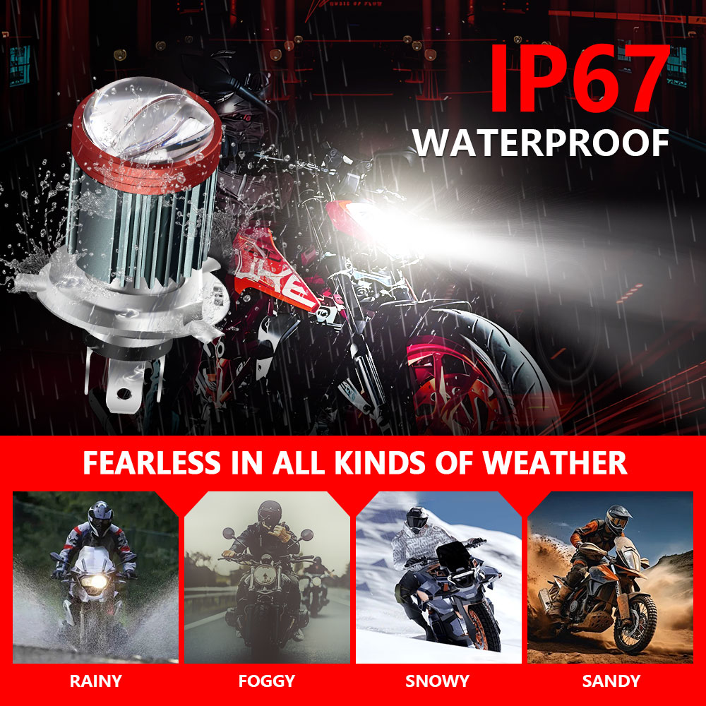 Bombilla LED para faro delantero de motocicleta H4 BA20D H6, doble ojo de pez, lente CSP, lámpara de Moto, luces ámbar blancas para Scooter, 1 unidad