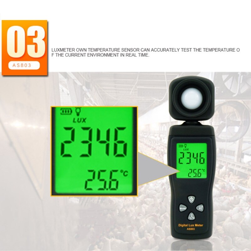 AS803 luxmètre compteur de lumière numérique Lux mètre photomètre UV mètre radiomètre LCD illuminomètre portable