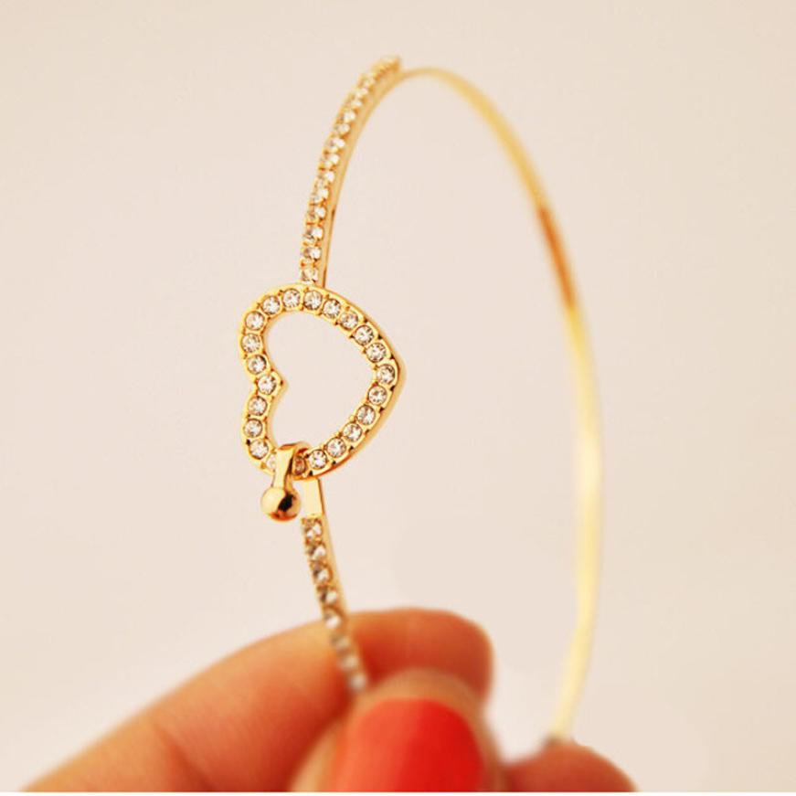 ¡Superventas! brazaletes Retro de para mujer, brazalete de oro con diamantes de imitación, brazalete de corazón, brazalete, joyería Drosphipping Jun8