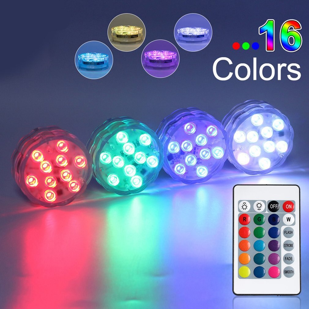 Icoco Rgb Submersible Licht Onderwater Led Licht Met Afstandsbediening Voor Zwembad Licht Battery Operated Garden Party Decor