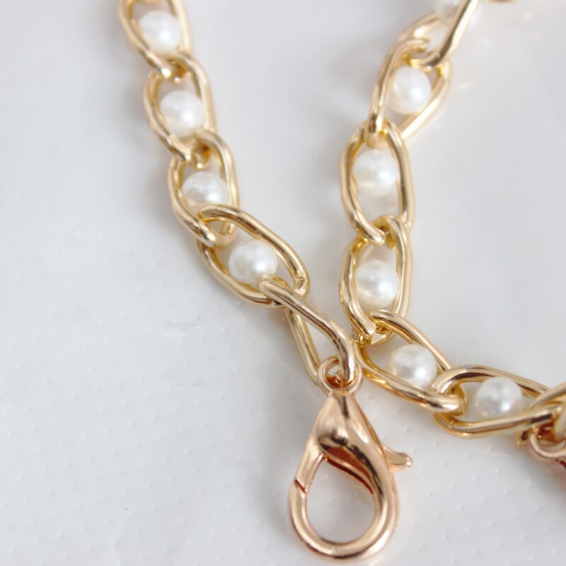 brand Pearl strap for bags handbag accessories purse belt handles cute bead chain tote women parts /gold