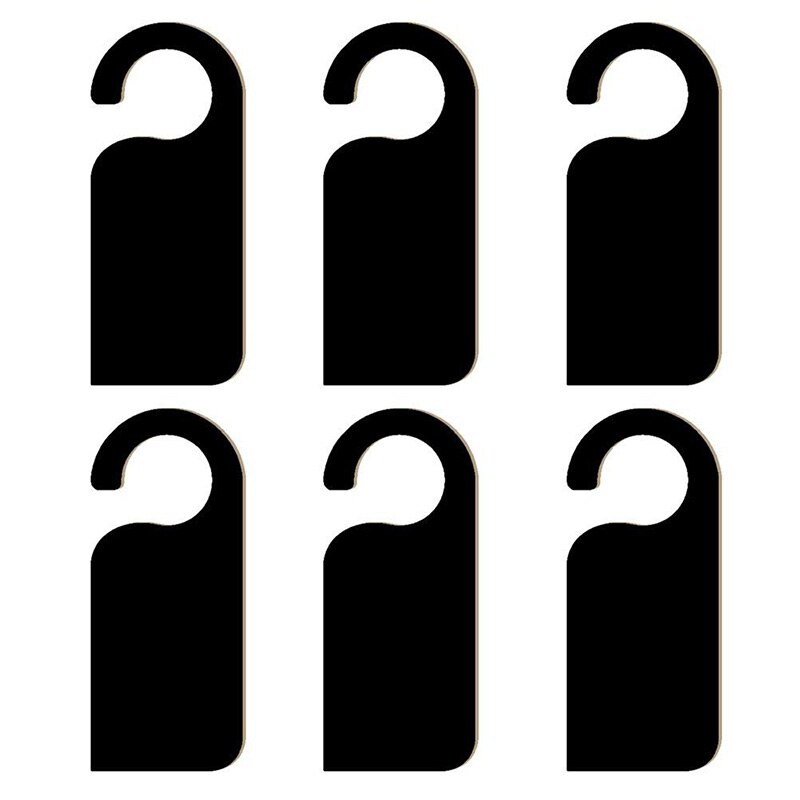 6 Pcs Wooden Door Sign Hanger Mini Double-Sided Wood Blackboard Chalkboard Message Notes Memo Board Door Knob Hanger Sign, Black