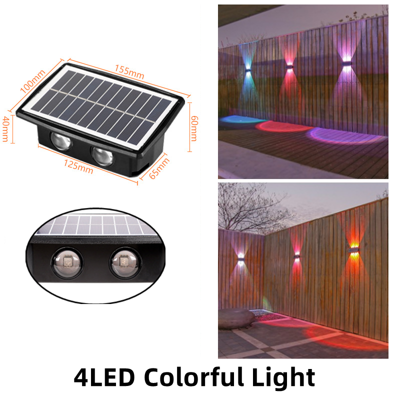 Lámpara Solar de pared Led para exteriores, decoración impermeable, lámpara de jardín, iluminación luminosa arriba y abajo para pared, porche, balcón, jardín y calle: amarillo soleado / 0-5 vatios