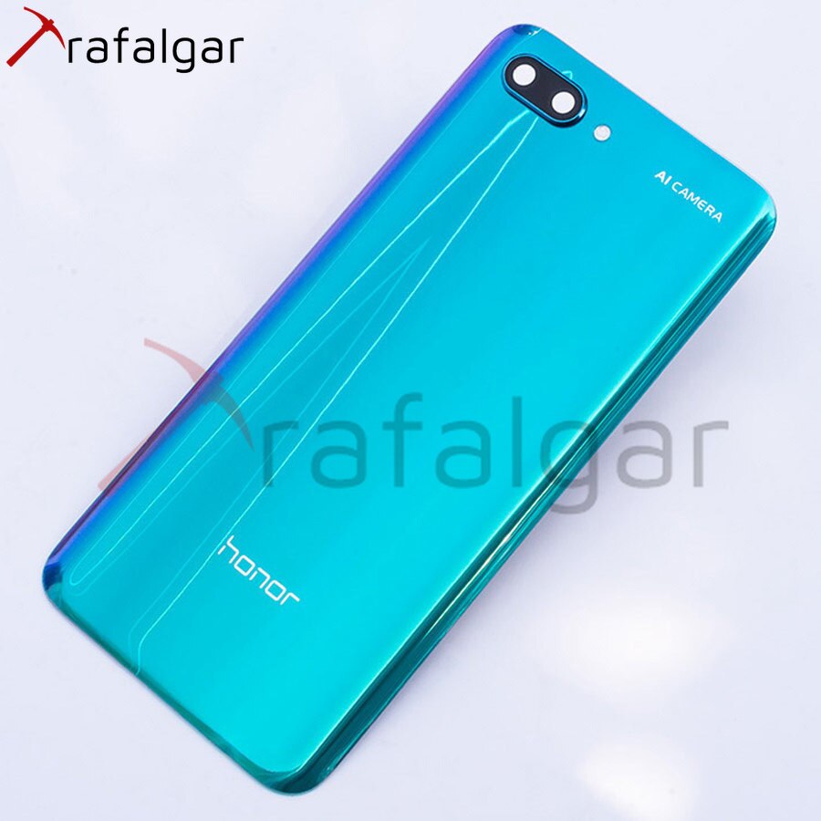 Battery Cover For Huawei Honor 10 Back Glass Cover Rear Window Panel Door Battery Housing Case Honor 10 Back Cover+Camera Lens: Green With Lens