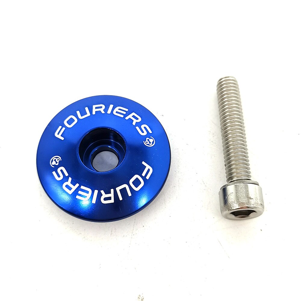FOURIERS Bicycle Headset top cap With stainless steel screws bolt Fit on 1-1/8 fork MTB Road Bicycle Headsets Bicycle Part: Blue