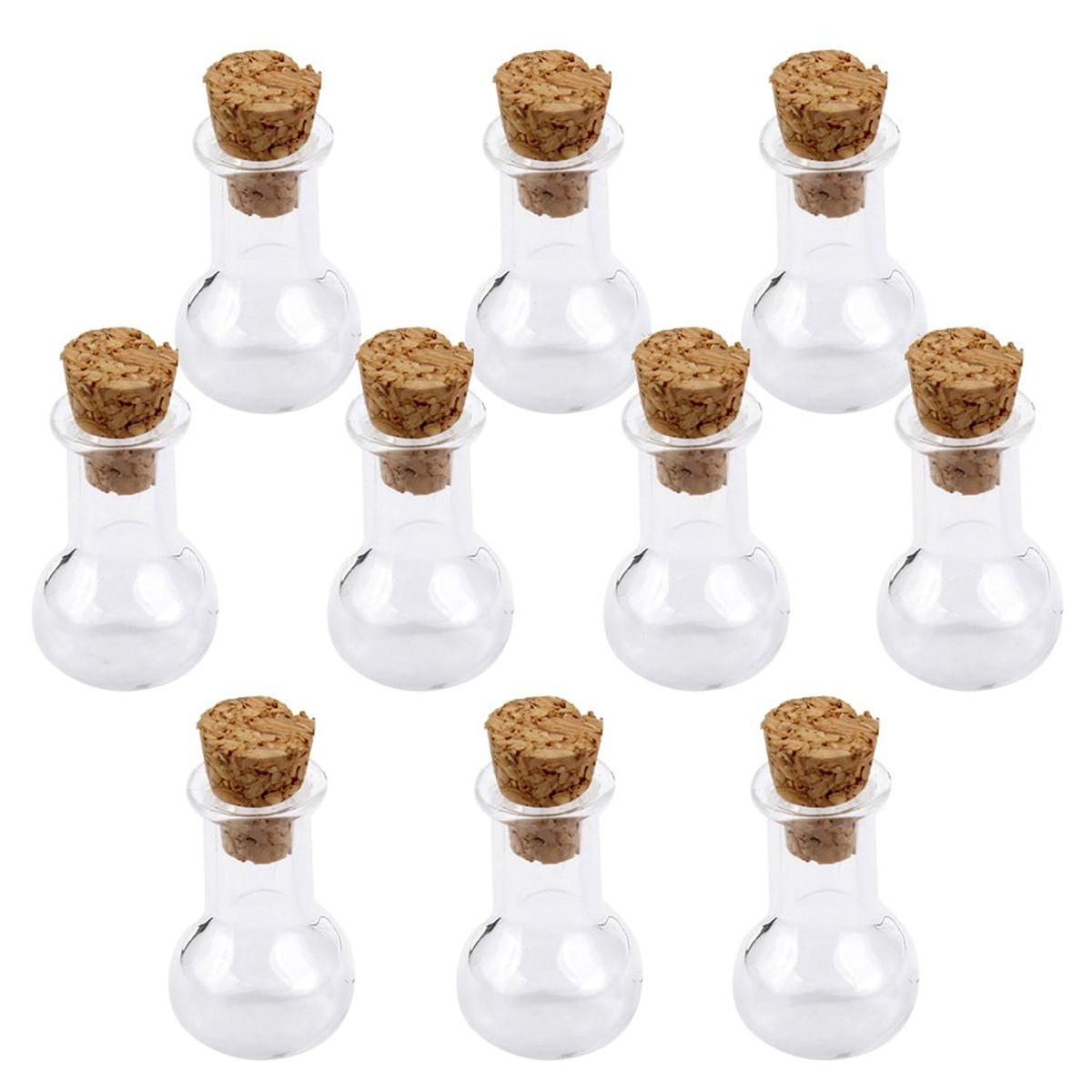 10 Uds Mini frascos y botellas de vidrio con forma de bombilla con corcho deseo nota botella de artesanía evento boda cumpleaños decoración (claro)