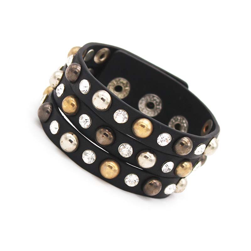 Multilayer Leather Bracelet Women Femme Cool Clasp Wristband Wrap Bracelets Metal Pulseira Jewelry: 7