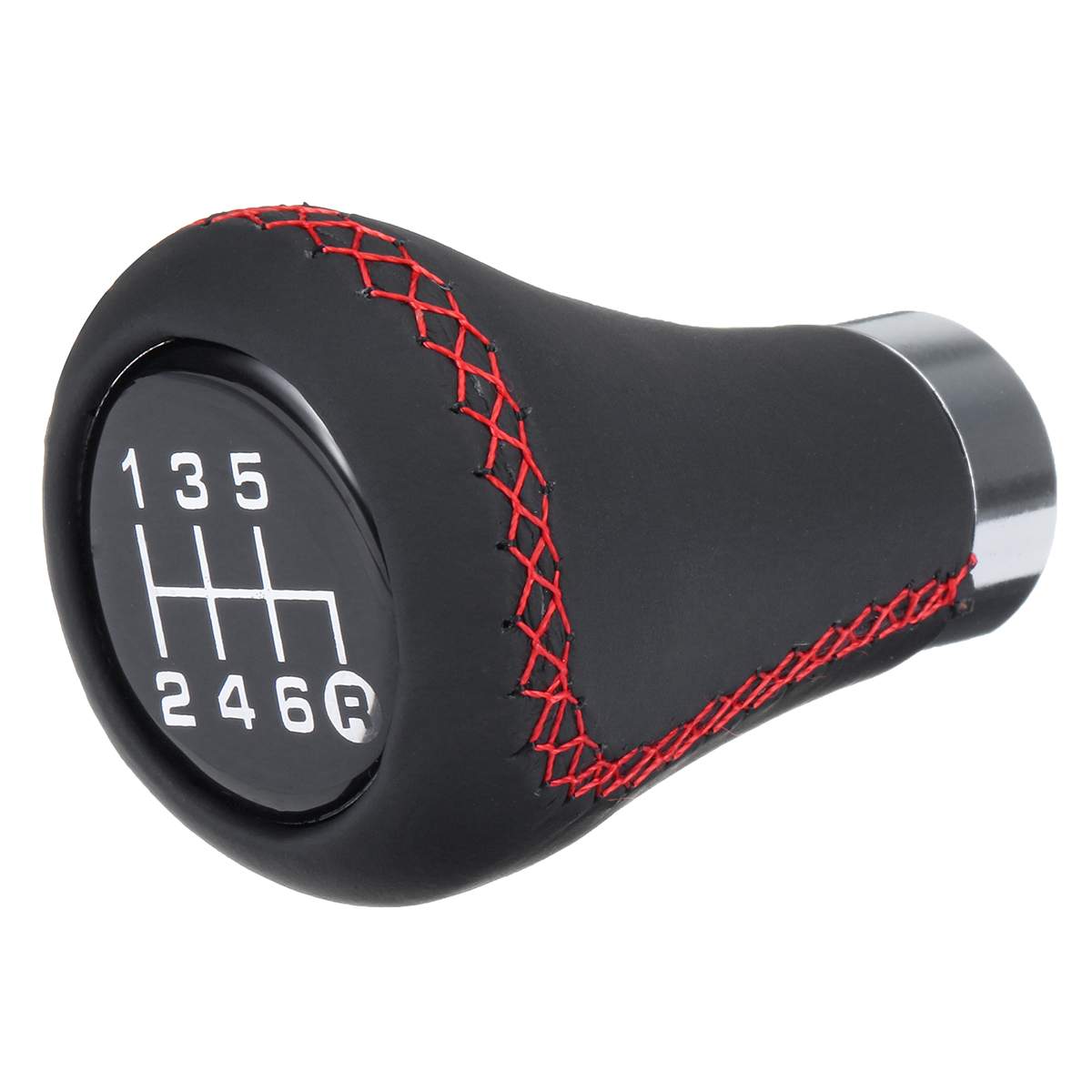 Universal Car Gear Shift Knob Head 6 Speed Manual Shifter Lever Stick Red Black Stitche PU Leather