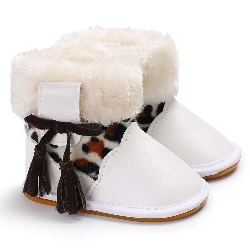 Baby Meisjes Jongens Winter Warm Houden Schoenen Eerste Wandelaars Sneakers Kids Crib Baby Peuter Schoeisel Laarzen Pasgeborenen Prewalkers0-18M: White / 13-18 months