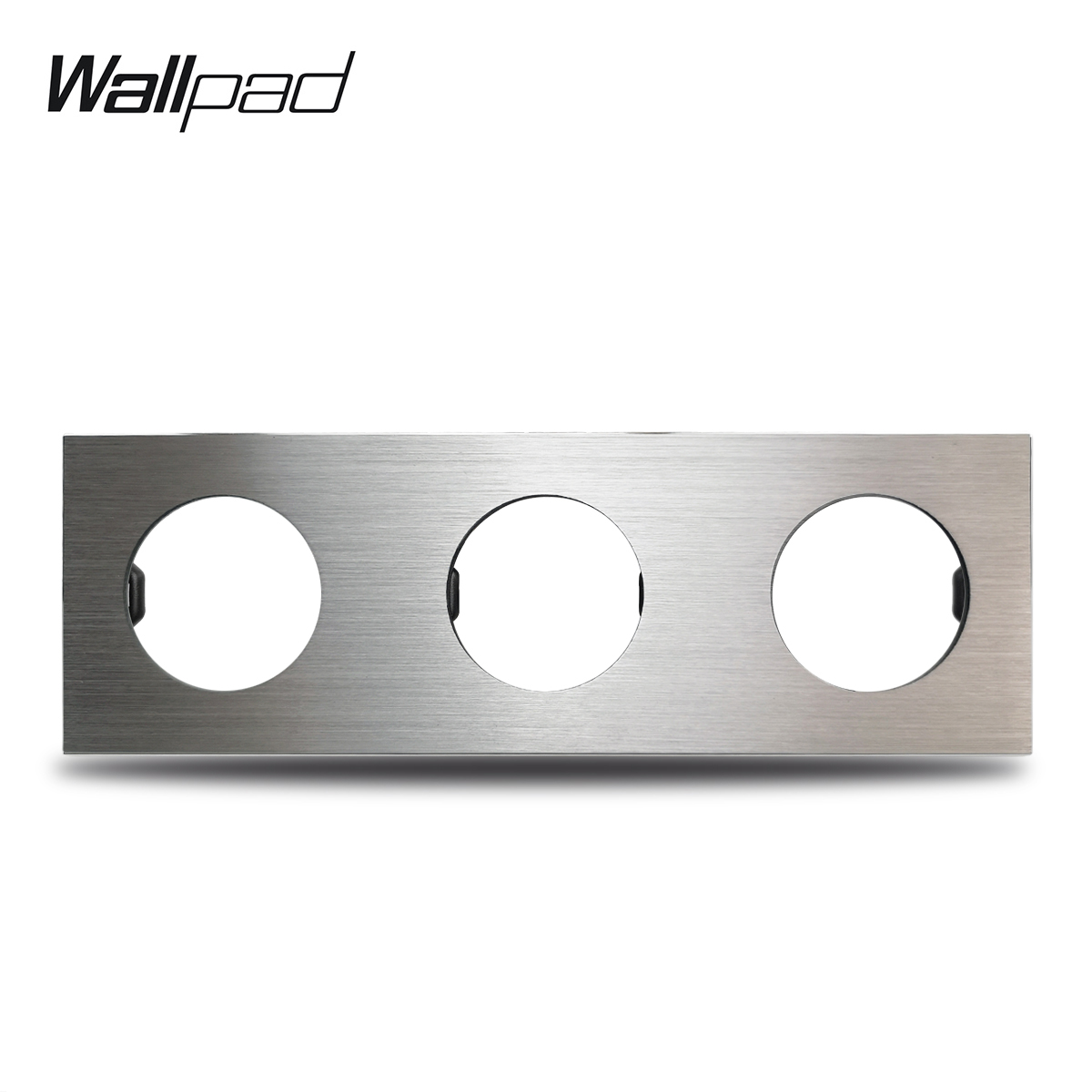 L6 DIY Triple Silver Panel Brushed Aluminum For Wall Switch Socket 3 Gang Frame Metal Plate Free Combination, 258*86mm