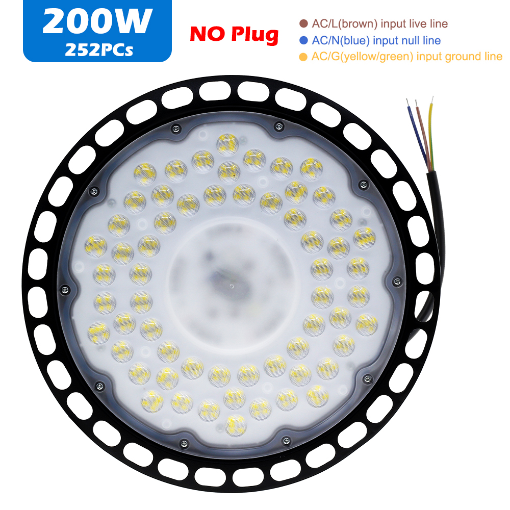 Ac220v led høybaylys 100w 150w 200w smd 2835 4000k 6000k høy lysstyrke kommersiell industriell garasje verksted ufo-lamper: Foranderlig / 3w